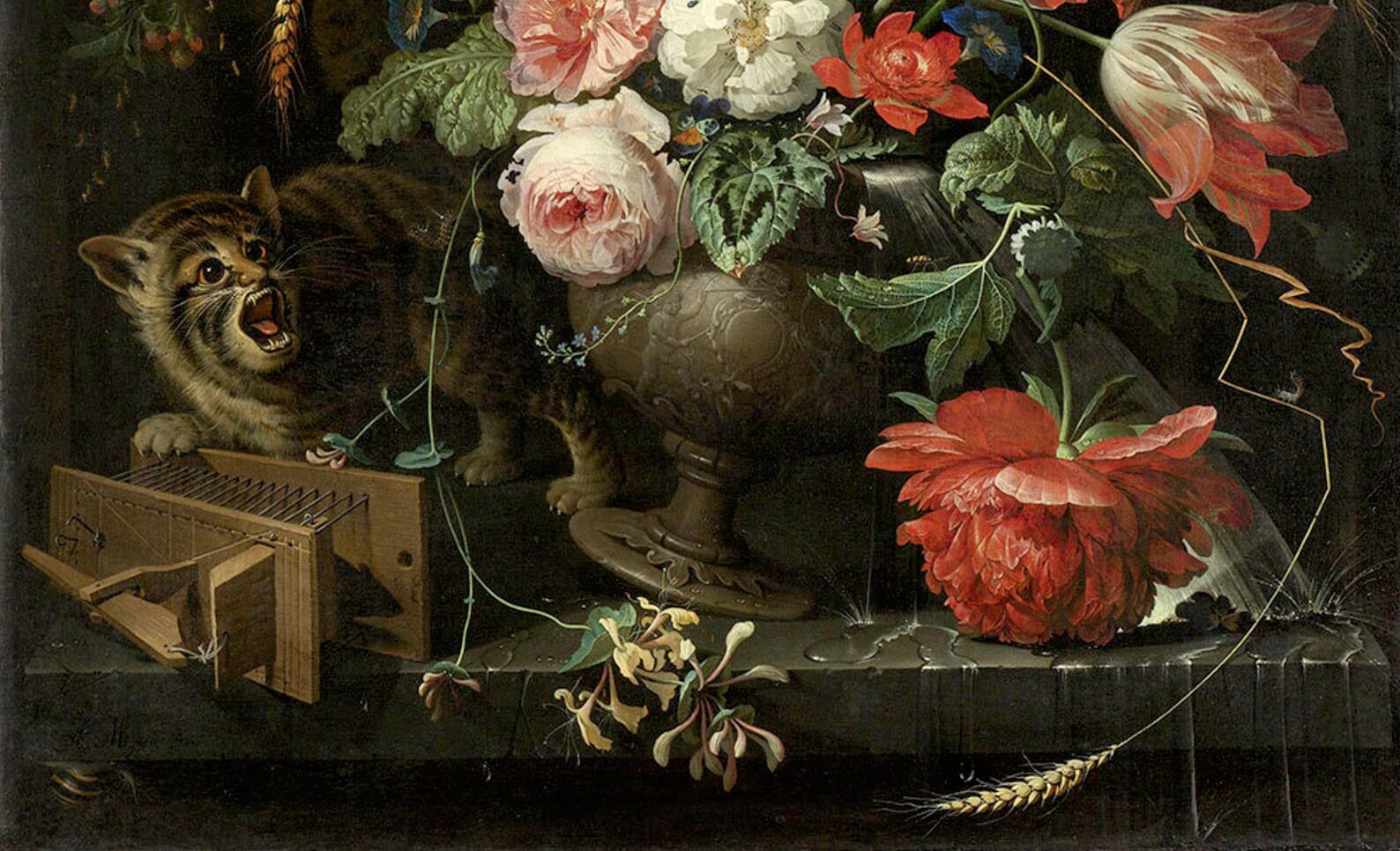 The painting The Overturned Bouquet, Abraham Mignon, 1660 - 1679